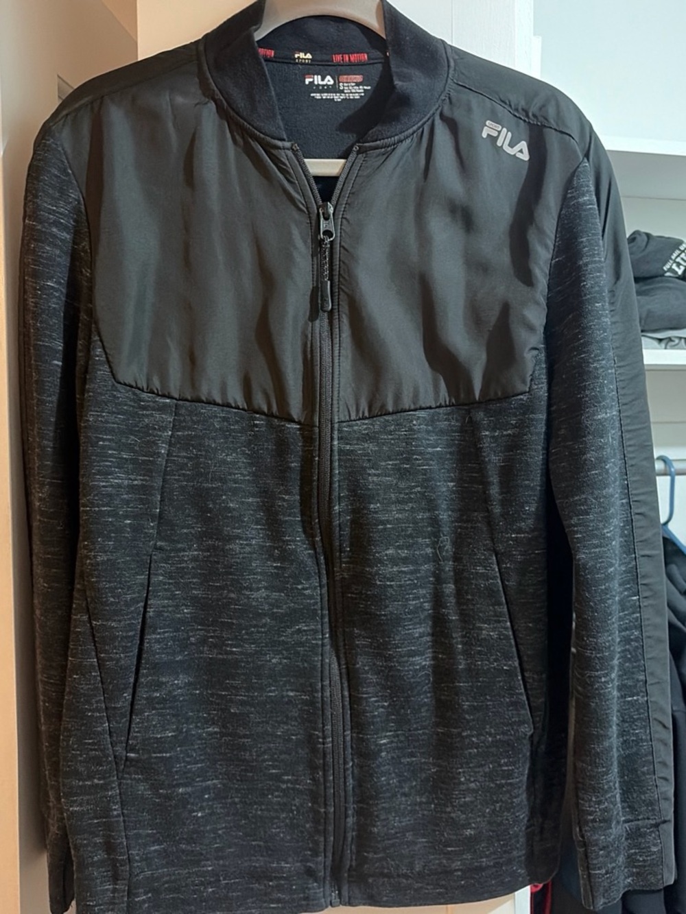 Fila Men's Black Heather Lightweight Zip-Up Jacket